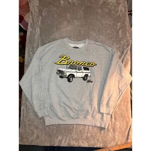 Mens Ford Bronco Graphic Sweatshirt Grey Crewneck Long Sleeve Casual Size L